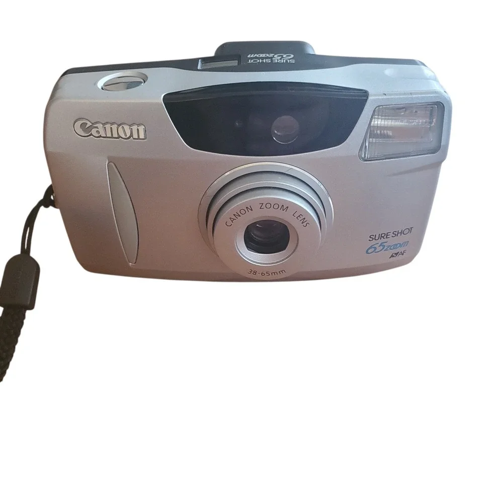 Canon Sure Shot 65 Zoom 35mm Film Camera Silver 38-65mm Lens with Strap WORKS - Picture 2 of 13